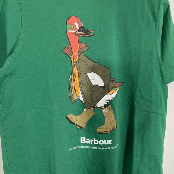 Barbour x Noah Duck Graphic Crew Tee Green mens size small - Picture 3 of 8